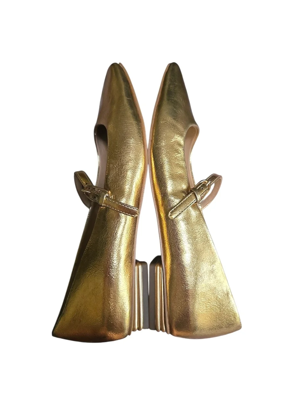 Franco Sarto Gold Metallic Mary Jane Flats Sz 7.5